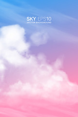 Wall Mural - vertical vector background with realistic pink-blue sky and clouds. the image can be used to design 