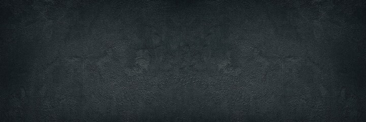 black rough concrete wall wide texture - dark grunge background
