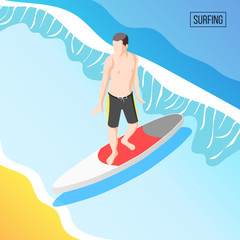 Sticker - Water Sports Isometric Background