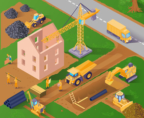 Sticker - Isometric Construction Illustration