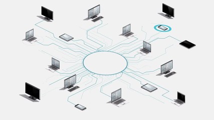 Internet of things computer technology connect network system. 4k animation. 