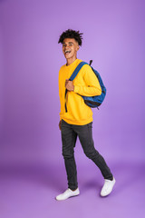 Poster - Full length portrait of a cheerful young afro american man