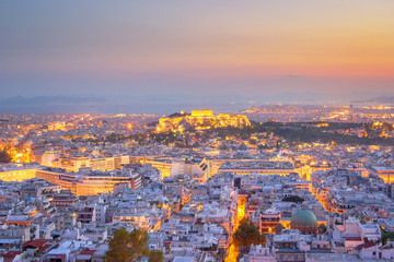 Wall Mural - Evening View of beautiful Athens, Greece