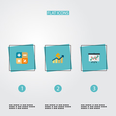 Set of registration icons flat style symbols with strategy, profit, math and other icons for your web mobile app logo design.