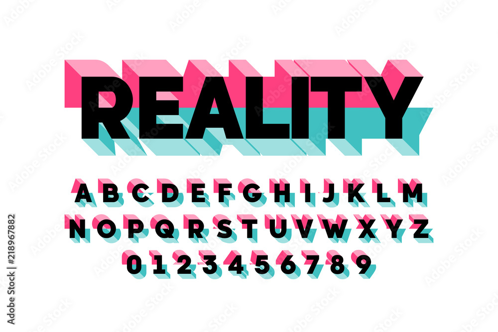 Modern bold 3d font design, alphabet letters and numbers Stock Vector ...