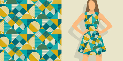 Wall Mural - vintage round geometric seamless pattern