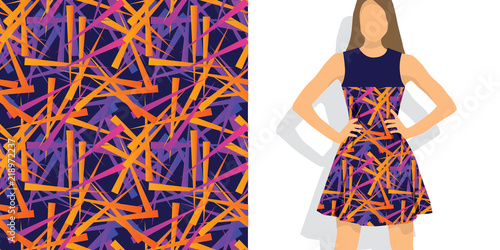 Chaos splinters geometric seamless pattern