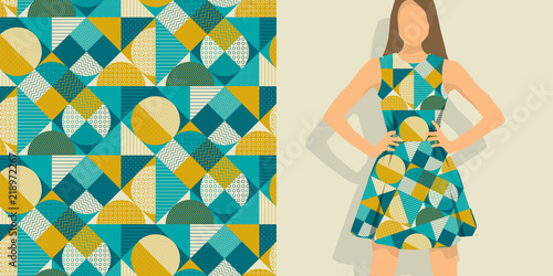 Vintage round geometric sea...