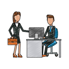 Business partners working at office vector illustration graphic design