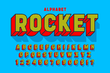 Wall Mural - comic 3d display font design, alphabet, letters and numbers.