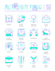Wall Mural - Set Vector Line Flat Icons of Accounting