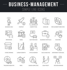 Wall Mural - Set Vector Line Icons of Business-Management.