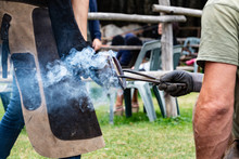 Ancient Craft Job Man Burning Horse Shoeing