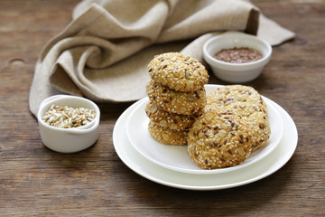 Wall Mural - cereal biscuits with seeds of flax and sunflower