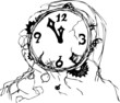 Sketch of an old damaged clock