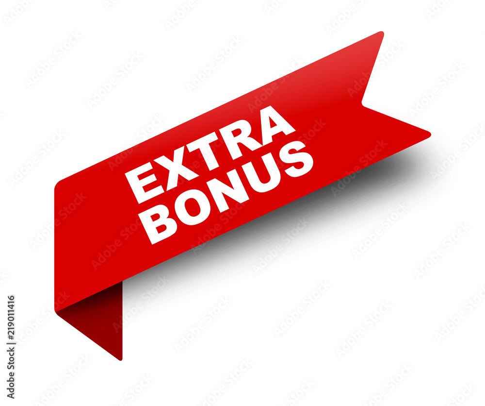 Bonus Ribbon red vector banner ribbon extra bonus Stock Vector | Adobe Stock