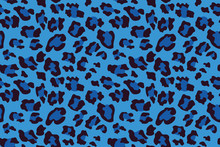 Blue Leopard Seamless Pattern . Animal Print. Vector Background