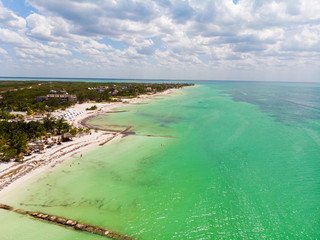 Wall Mural - Aerial view of sunny Isla Holbox,  Mexico