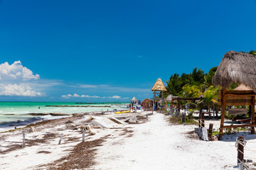 Wall Mural - Sunny beach on Isla Holbox, Mexico