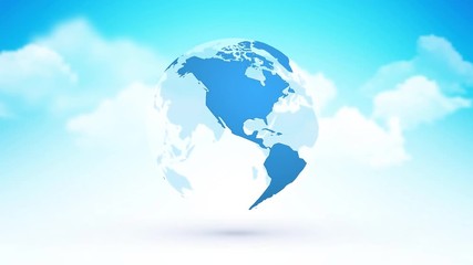 Wall Mural - abstract blue globe planet earth with clouds heaven theme