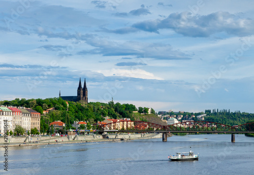 Fotografie, Obraz A view of the Vltava River in Prague from Visehrad, Czech Republic