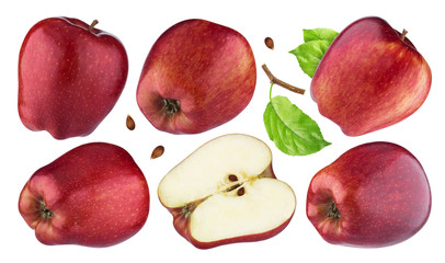 Wall Mural - Red apple isolated on white background with clipping path. Collection