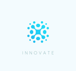 Aufkleber - Innovate technology blue iccon, abstract technological vector logo template.