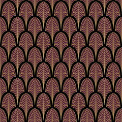 Wall Mural - Art Deco seamless pattern. Gold on black