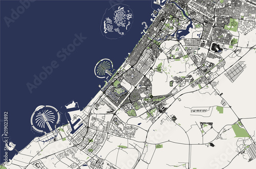 Fotografía map of the city of Dubai, United Arab Emirates UAE