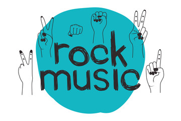 Wall Mural - rock music message with hand made font vector illustration design