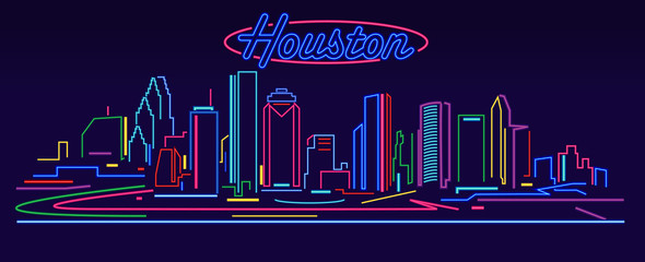 Fototapete - Houston skyline by night