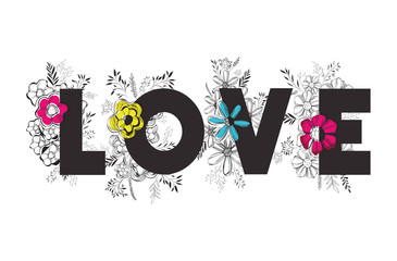 Wall Mural - love message with hand made font vector illustration design