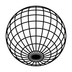 Wall Mural - earth planet globe grid of black thick meridians and parallels, or latitude and longitude. 3d vector