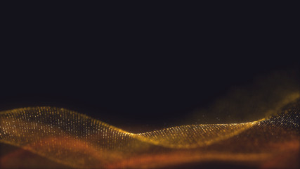 Wall Mural - abstract wavy structure with millions of glowing particles. colorful blurred magic background with l