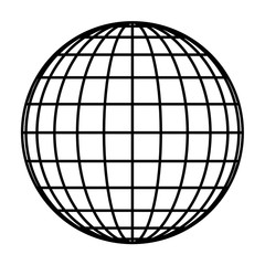 earth planet globe grid of black thick meridians and parallels, or latitude and longitude. 3d vector