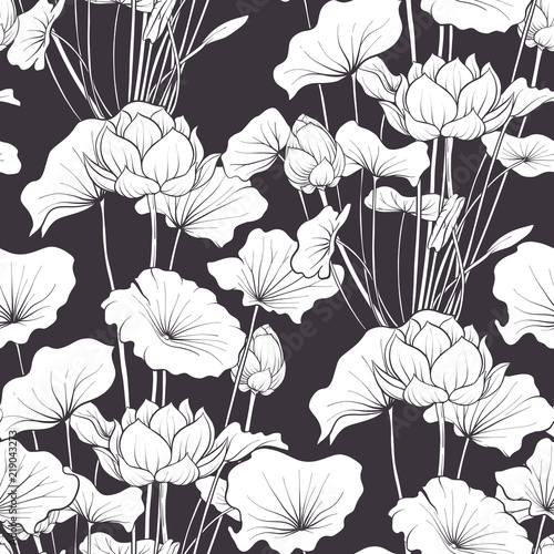 Dekoracja na wymiar  wzor-tlo-z-kwiatem-lotosu-ilustracja-botaniczna