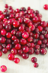 Poster - fresh cranberries on white wooden surface