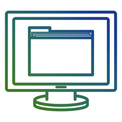 Sticker - computer display with folder vector illustration design