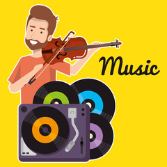 Canvas Print - man playing fiddle character vector illustration design