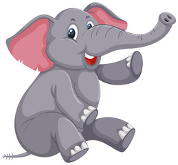 Canvas Print - A cute elephant on white background