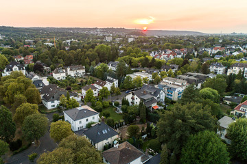 Wall Mural - Aerial drone view of streets in Bonn bad godesberg the former capital of Germany with typical german house neighbourhood