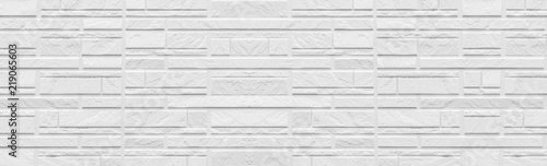 Plakat na zamówienie Panorama of White modern stone tile wall background and pattern