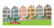 Painted Ladies Row Houses in San Francisco CA vector Illustration