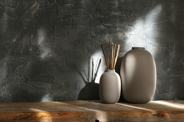 Wall Mural - Neutral colored vases, home decor