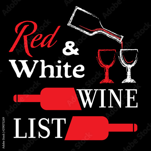 Colorful Wine List Design With Red And White Wine Buy This Stock