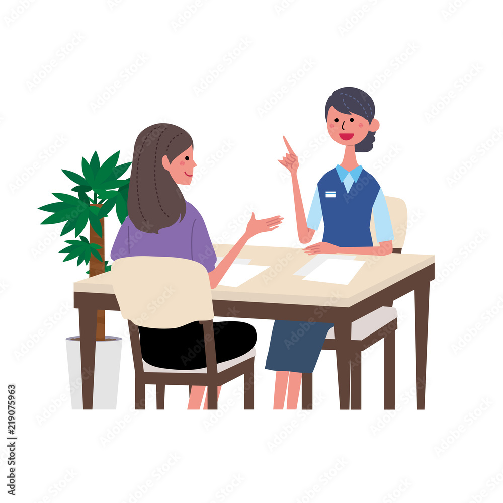 打ち合わせ 女性 イラスト Wall Mural Wallpaper Murals マツ