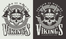 T-shirt Print With Viking Head