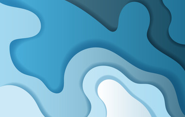 Wall Mural - paper art and craft of abstract curve shape blue sky background,shadow,vector.illustration
