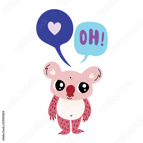 Photo Cute little koala with two speech bubble