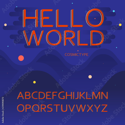 Vector alphabet letters, cosmic concept. Cosmos cartoon font for typography. ...